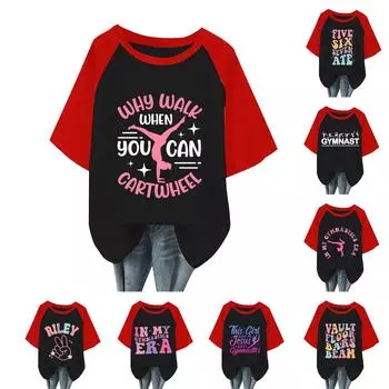 Женская повседневная модная удобная футболка с принтом и рукавами реглан L чёрный