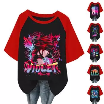 Женская повседневная модная удобная футболка с принтом персонажей мультфильмов и рукавом реглан L