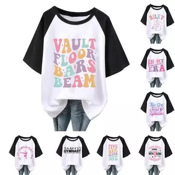 Женская повседневная модная удобная футболка с принтом и рукавами реглан L чёрный