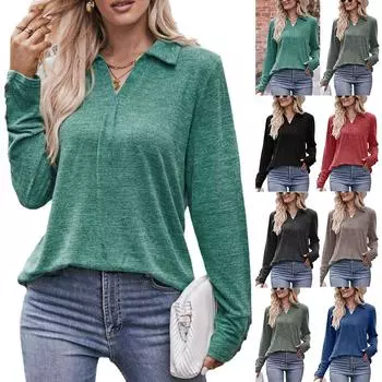 Женская повседневная модная удобная рубашка для отдыха с пуговицами и длинными рукавами M