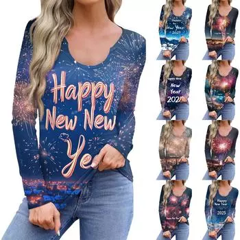 Женская повседневная модная удобная рубашка с длинным рукавом и U-образным вырезом, повседневная свободная футболка, топы XL