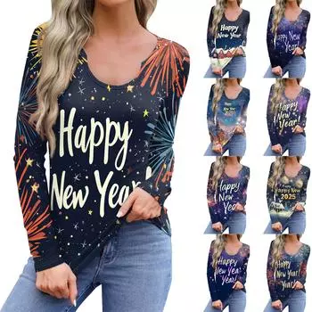 Женская повседневная модная удобная рубашка с длинным рукавом и U-образным вырезом, повседневная свободная футболка, топы M синий