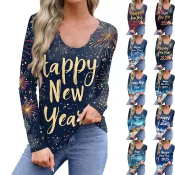 Женская повседневная модная удобная рубашка с длинным рукавом и U-образным вырезом, повседневная свободная футболка, топы XXL чёрный