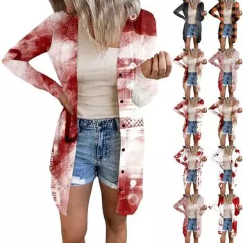 Женская повседневная модная удобная свободная куртка-кардиган с длинным рукавом и принтом на Хэллоуин XXL чёрный