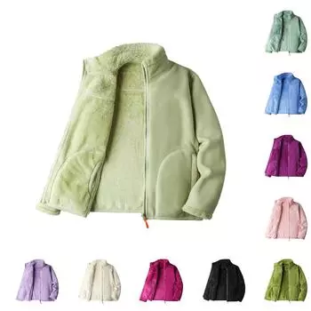 Женская повседневная модная удобная свободная куртка на осень и зиму из бархата с двухсторонним воротником и флисовой отделкой L