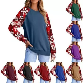 Женская повседневная модная удобная толстовка-пуловер с рукавом реглан и V-образным вырезом L синий