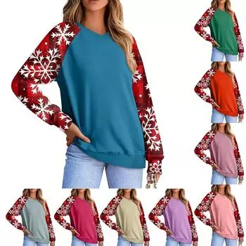 Женская повседневная модная удобная толстовка-пуловер с рукавом реглан и V-образным вырезом XXXL