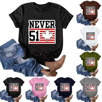 Женская повседневная модная уличная футболка с коротким рукавом Canada Never 51 State Around S винный