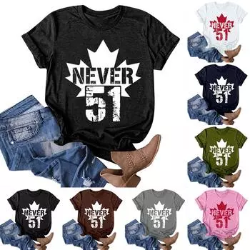 Женская повседневная модная уличная футболка с коротким рукавом Canada Never 51 State Around S