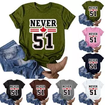 Женская повседневная модная уличная футболка с коротким рукавом Canada Never 51 State Around L чёрный