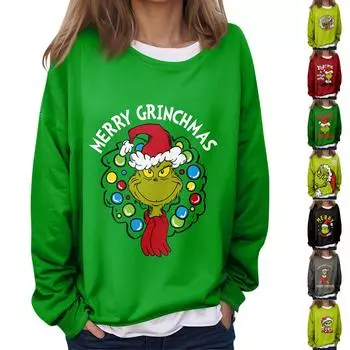 Женская повседневная модная винтажная печатная толстовка с длинным рукавом и круглым вырезом, многослойный пуловер XL