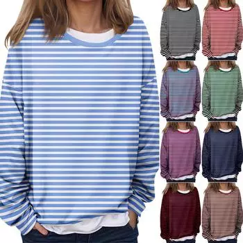 Женская повседневная модная винтажная печатная толстовка с длинным рукавом и круглым вырезом, многослойный пуловер M