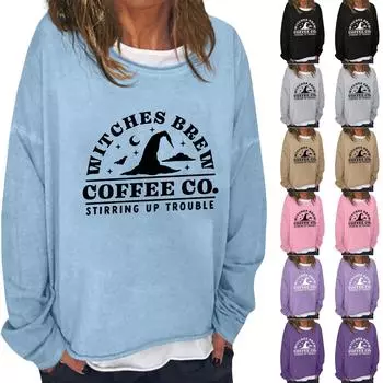 Женская повседневная модная винтажная толстовка с длинным рукавом и круглым вырезом с принтом, многослойный пуловер, топ M