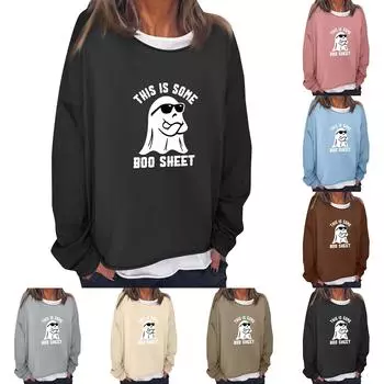 Женская повседневная модная винтажная толстовка с длинным рукавом и круглым вырезом с принтом, многослойный пуловер, топ M