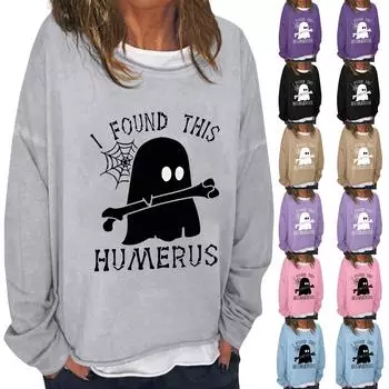 Женская повседневная модная винтажная толстовка с длинным рукавом и круглым вырезом с принтом, многослойный пуловер, топ S