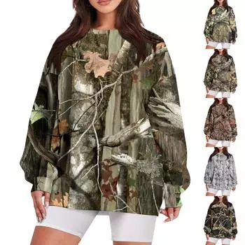 Женская повседневная модная винтажная толстовка с длинным рукавом и круглым вырезом с принтом, многослойный пуловер, топ M