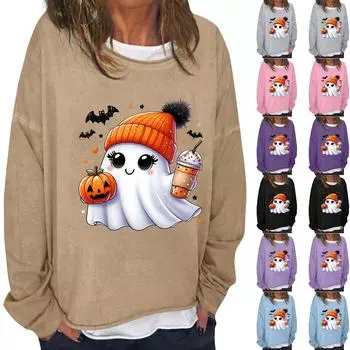 Женская повседневная модная винтажная толстовка с длинным рукавом и круглым вырезом с принтом, многослойный пуловер, топ M синий