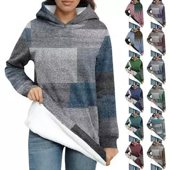 Женская повседневная модная зимняя однотонная плюшевая толстовка с круглым вырезом XXXL