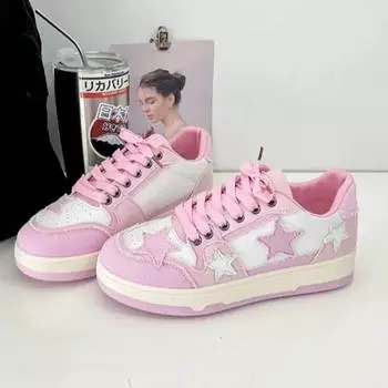 Женская повседневная обувь 2025 года, модные брендовые кроссовки для бега, теннисные кроссовки на платформе, студенческие кроссовки на шнуровке, плоская прогулочная обувь 35 розовый