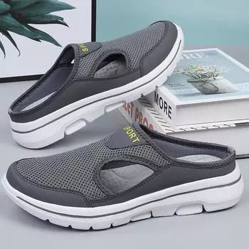 Женская повседневная обувь большого размера, обувь с полуфиксацией, женская обувь, мужские сандалии на толстой подошве, сетчатые дышащие тапочки 35 белый