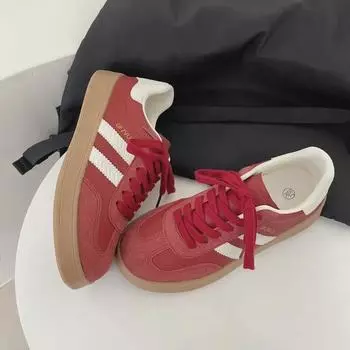 Женская повседневная обувь Dexun на плоской подошве весна/лето 2024 года в ретро-стиле Гонконга с низким верхом и водонепроницаемыми кроссовками Mango Head 37 красный