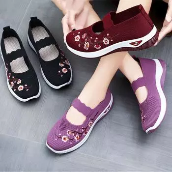 Женская повседневная обувь для ходьбы, дышащие нескользящие кроссовки с мягкой подошвой, легкая сетчатая спортивная обувь для женщин 36 чёрный