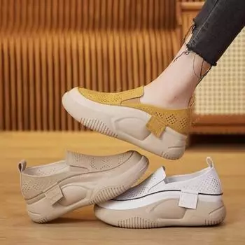 Женская повседневная обувь из искусственной кожи, дышащая женская обувь, 2024, женская обувь на мягкой подошве на платформе и плоской подошве, кроссовки 39 хаки