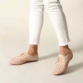 Женская повседневная обувь из натуральной кожи с пудровым сшиванием