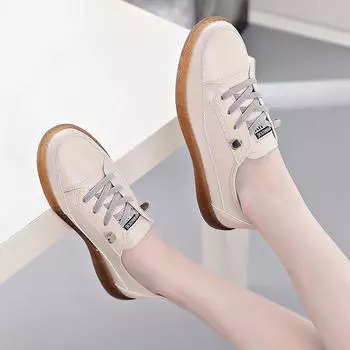 Женская повседневная обувь из натуральной кожи с плоским дном, расширенная, большого размера, удобная, мягкая, легкая, универсальная обувь для катания на доске 35 белый