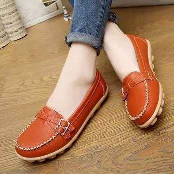 Женская повседневная обувь из натуральной кожи, туфли Lady Bean, туфли Mother Nurse Flat Boat, женские мокасины, женские кроссовки для вождения и ходьбы 35