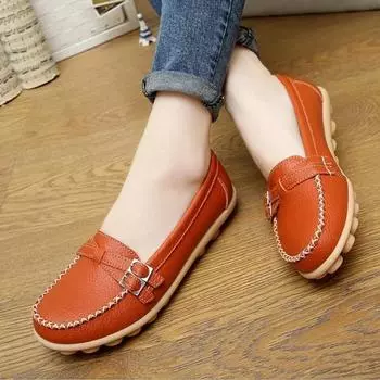 Женская повседневная обувь из натуральной кожи, туфли Lady Bean, туфли Mother Nurse Flat Boat, женские мокасины, женские кроссовки для вождения и ходьбы 35