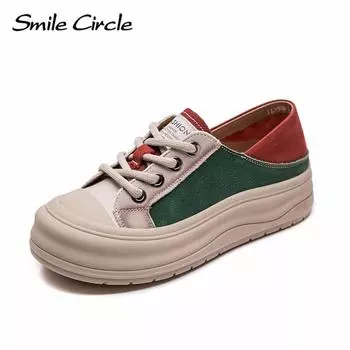 Женская повседневная обувь из натуральной кожи с круглым носком, увеличивающая рост, обувь на толстой подошве, модная удобная обувь на плоской подошве 35 жёлтый