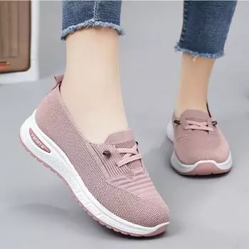 Женская повседневная обувь, модная дышащая сетчатая обувь для ходьбы, плоская обувь, кроссовки, женская спортивная вулканизированная обувь, розовая женская обувь 36 чёрный