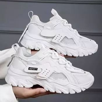 Женская повседневная обувь, модные дышащие прогулочные сетчатые туфли на плоской подошве, кроссовки 45