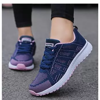 Женская повседневная обувь, модные дышащие прогулочные сетчатые туфли на плоской подошве, женские белые кроссовки 36 чёрный