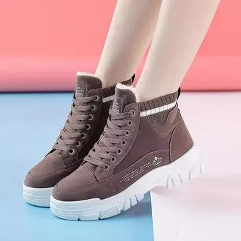 Женская повседневная обувь, модные кроссовки на шнуровке, зимние ботинки на платформе, зимние женские ботинки, теплая плюшевая женская обувь, Zapatos De Mujer 39 серый
