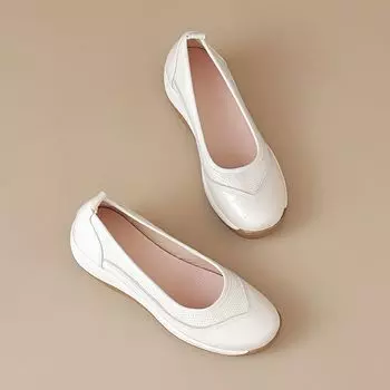 Женская повседневная обувь Мягкая подошва Удобная женская обувь Новая дышащая повседневная обувь с мелким вырезом Женские туфли-лодочки 35 бежевый