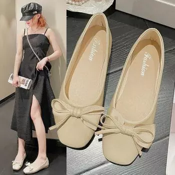 Женская повседневная обувь на мягкой подошве, повседневная обувь с легким бантом и мелкой посадкой 35 чёрный