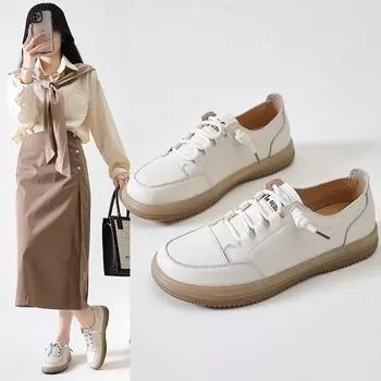 Женская повседневная обувь на плоской подошве, лоферы, кроссовки 35 бежевый