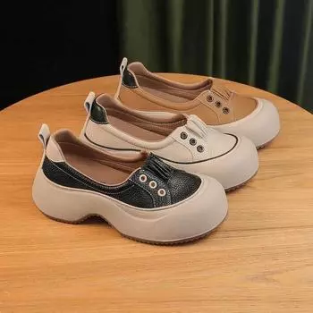 Женская повседневная обувь на плоской подошве, модная осенняя легкая повседневная обувь на платформе, удобная спортивная обувь для студентов, дышащая женская обувь 35