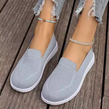 Женская повседневная обувь на плоской подошве весна-осень новые сетчатые дышащие кроссовки женские дышащие легкие туфли без застежек для женщин 36 бежевый