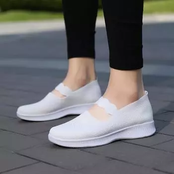 Женская повседневная обувь на танкетке для прогулок и танцев, дышащая летняя обувь без шнуровки для студентов и девочек, обувь для отдыха 35 чёрный