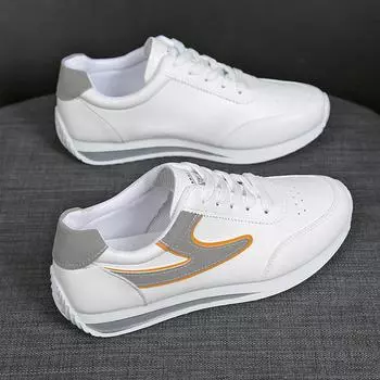 Женская повседневная обувь на толстой подошве 2025 новый стиль для весны и осени женские кроссовки пара спортивная повседневная скейт белая обувь 35 серый