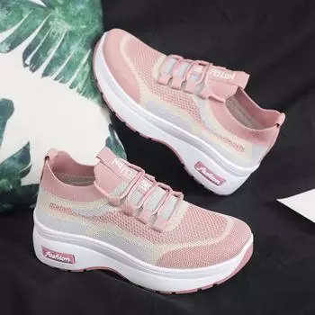 Женская повседневная обувь на толстой подошве, летняя трендовая сетчатая поверхность, дышащая, удобная универсальная спортивная обувь, носки, женская обувь 36