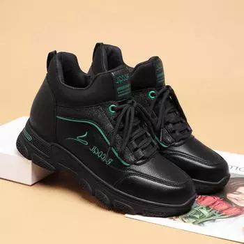 Женская повседневная обувь осень/зима 2023 года из мягкого материала – черные нескользящие кроссовки с мягкой подошвой для ходьбы 37