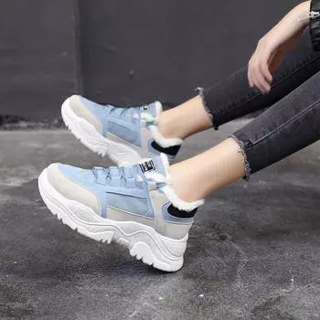 Женская повседневная обувь осень-зима 2024 женские теплые кроссовки женские вулканизированные женские туфли на платформе из хлопка Zapatos De Mujer 35 бежевый