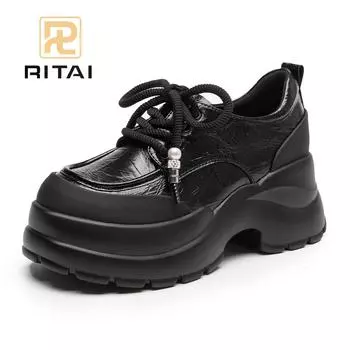 Женская повседневная обувь с круглым носком, увеличивающая рост, обувь с толстой подошвой, дышащая, удобная, плоская обувь 35 чёрный