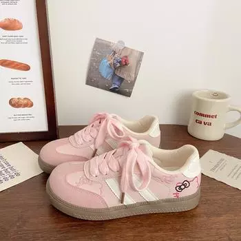 Женская повседневная обувь с милой вышивкой котенка, мягкая нескользящая подошва, удобные кроссовки De Training, новые модные туфли Hundred Plate 35 розовый