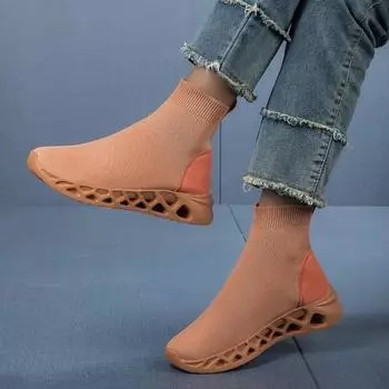 Женская повседневная обувь с высоким верхом Модные и универсальные носки Эластичные носки Носки Ботинки Дышащая обувь 35 чёрный