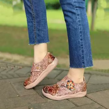 Женская повседневная обувь смешанного цвета в этническом стиле в стиле ретро, мягкая женская лоскутная обувь 37 хаки